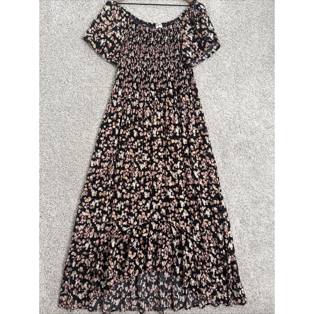 Black Floral Off-Shoulder Maxi Dress
